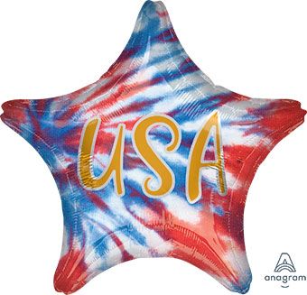 18" Tie Dye USA Star Mylar