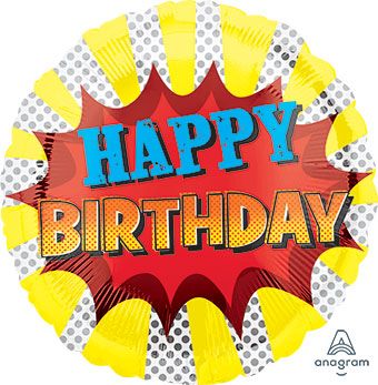 Superhero Happy Birthday Mylar Balloon