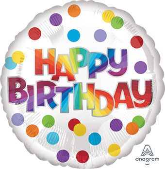 18" Birthday Dots of Color Mylar