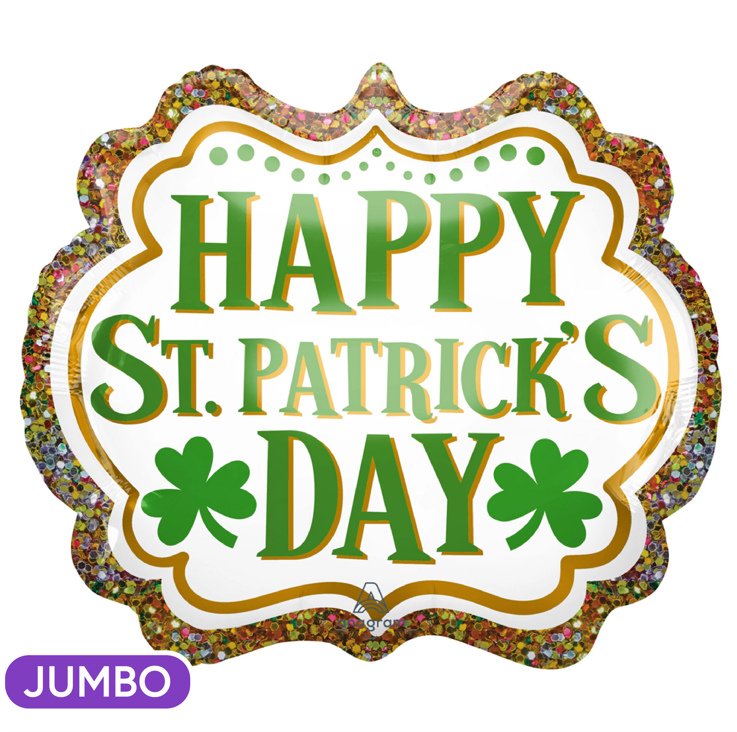 St. Patrick's Day Glitter 25" Supershape Mylar Balloon