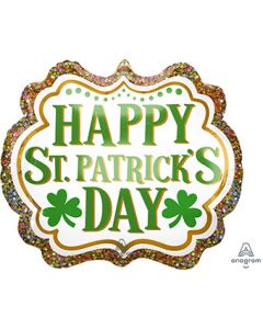 St. Patrick's Day Glitter 25" Supershape Mylar Balloon