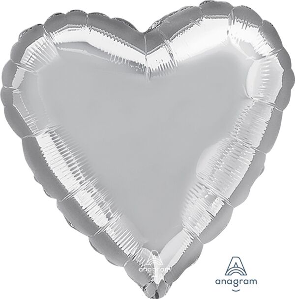 Silver Heart 32" Supershape Mylar Balloon