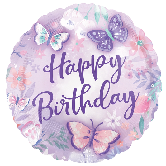 Butterfly Flutter Happy Birthday Mylar