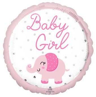 Baby Girl Elephant Mylar Balloon