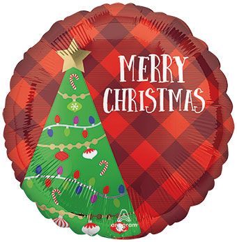Festive Christmas Tree Plaid Mylar