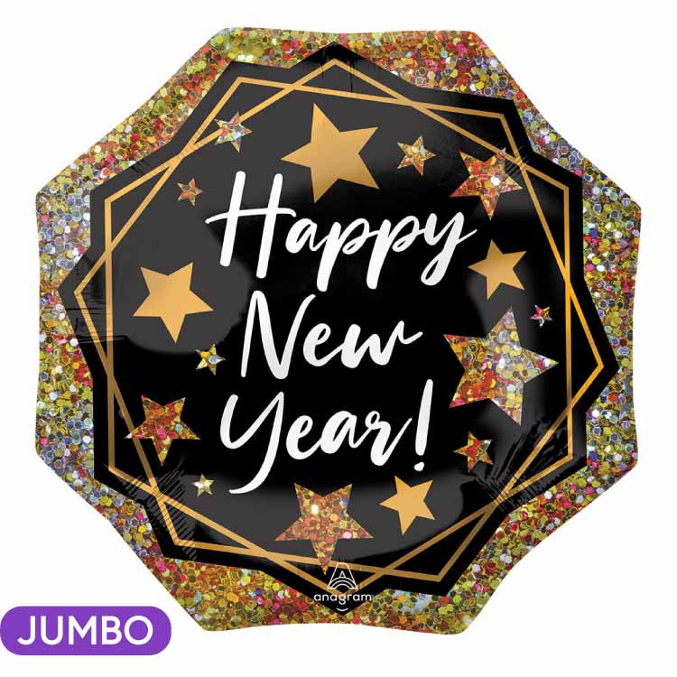 Happy New Year Gold Sparkle 22" Mylar Balloon