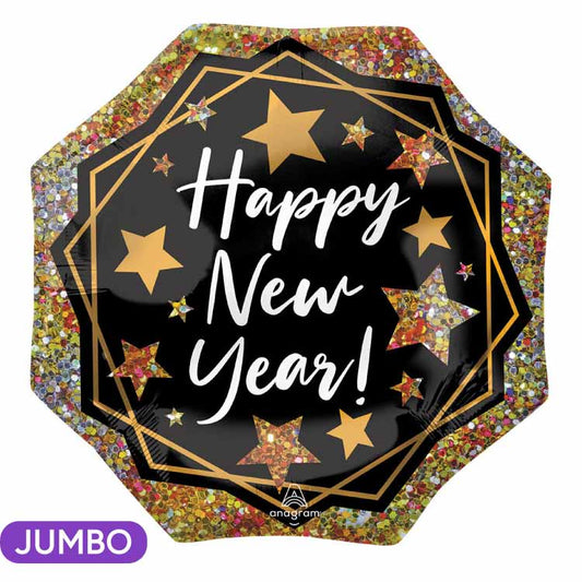 Happy New Year Gold Sparkle 22" Mylar Balloon