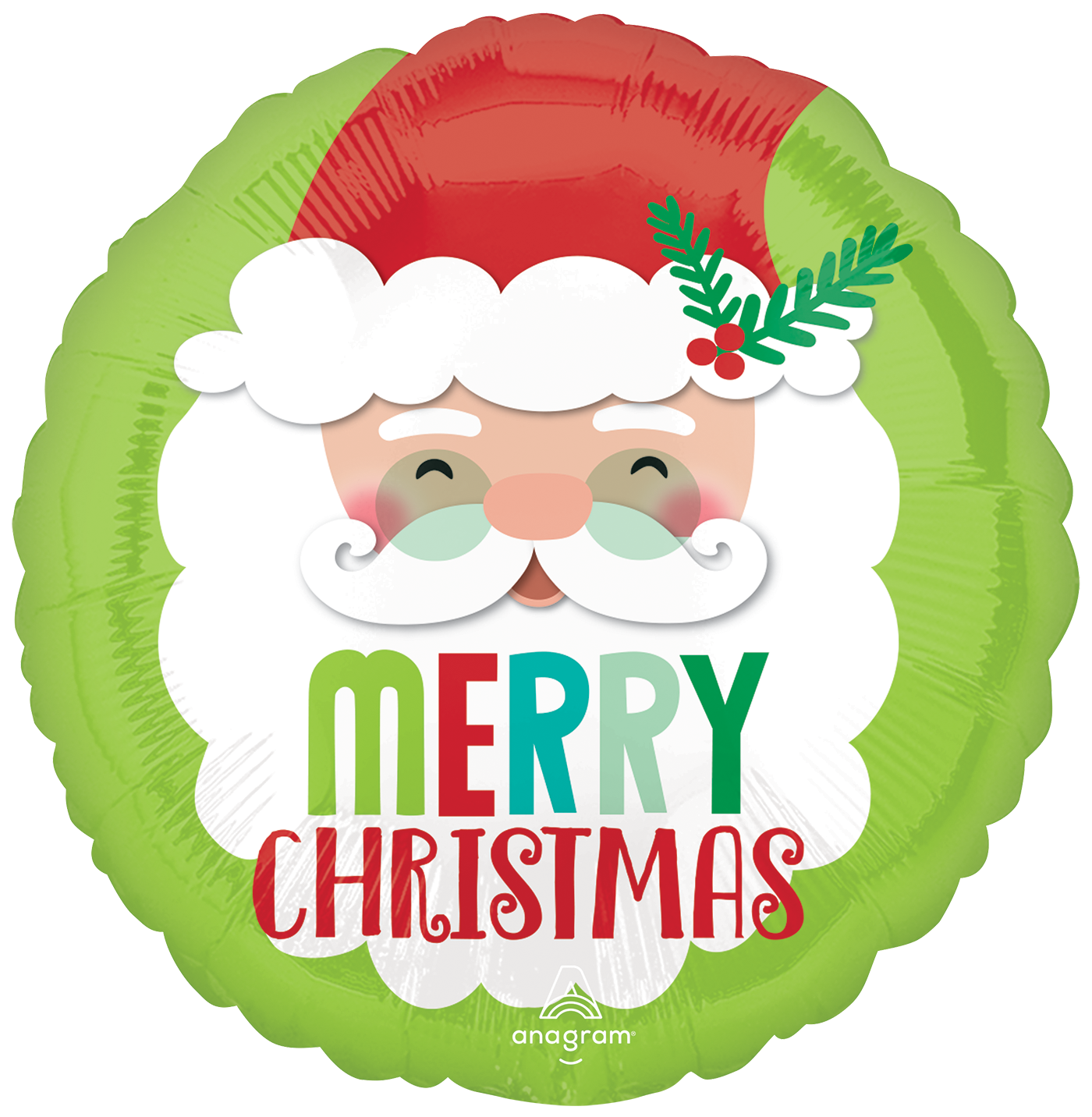 Merry Christmas Green Santa Mylar