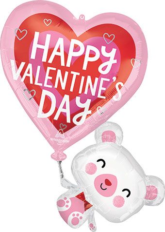 Happy Valentine's Day Bear 31" Supershape Mylar Balloon