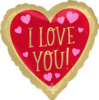 I Love You Red & Gold Mylar