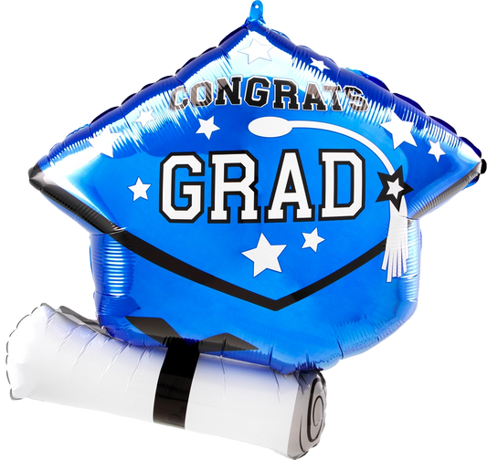 Congrats Grad Cap Blue Supershape