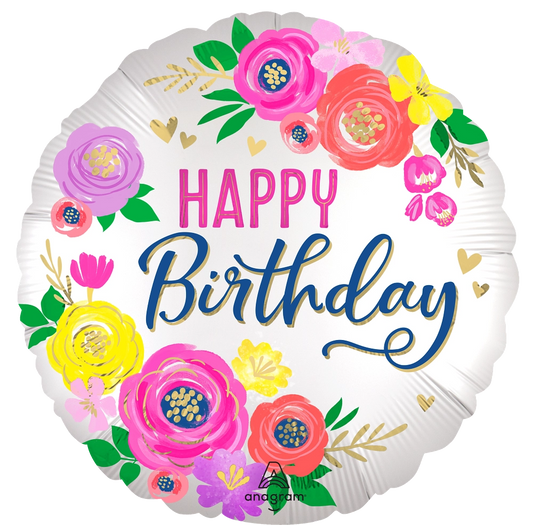 Satin Artful Floral Birthday