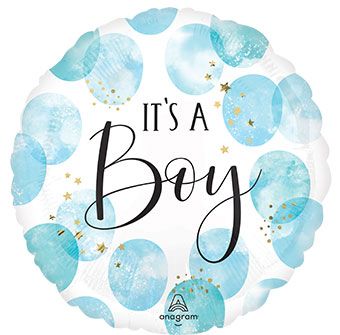 Baby Boy Watercolor Mylar Balloon