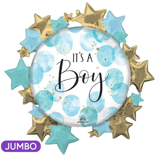 Supershape Baby Boy Watercolor Mylar