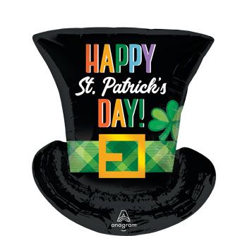 St. Patrick's Day Top Hat 24" Supershape Mylar Balloon