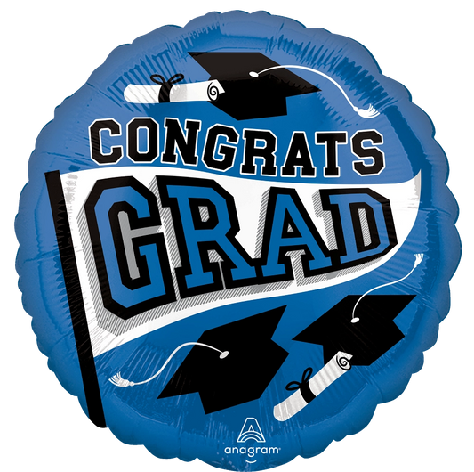 Congrats Grad Blue Mylar Balloon