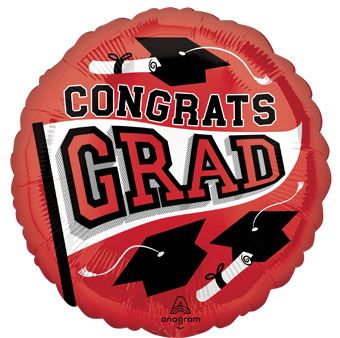 Congrats Grad Red Mylar Balloon