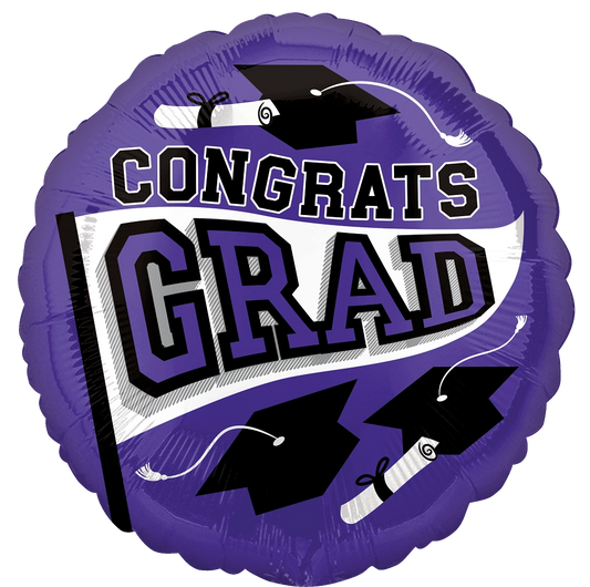 Congrats Grad Purple Mylar Balloon