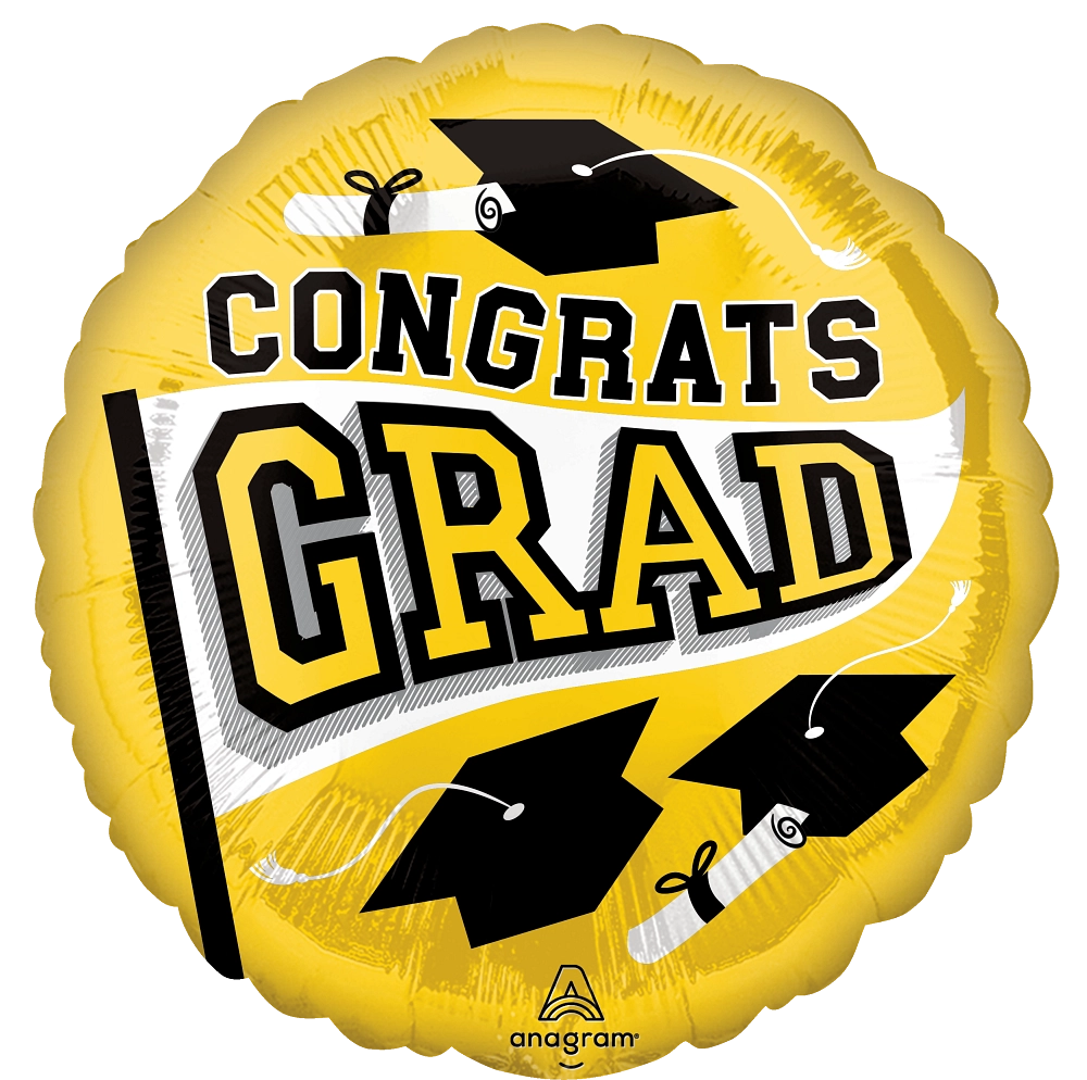 Congrats Grad Yellow Mylar Balloon