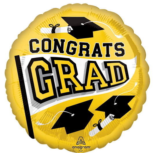 Congrats Grad Yellow Mylar Balloon
