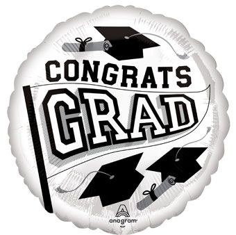 Congrats Grad White Mylar Balloon