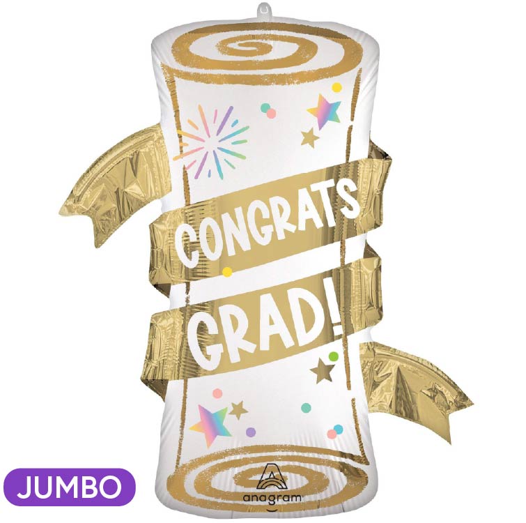 Pastel Congrats Grad Party Diploma 31" Mylar Balloon