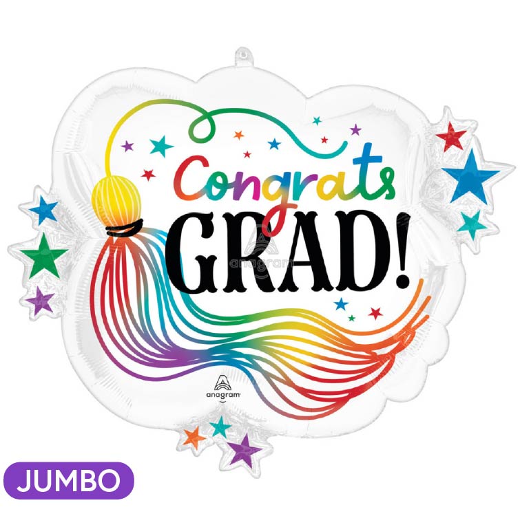 Congrats Grad Playful Wiggles Tassel 28" Mylar Balloon