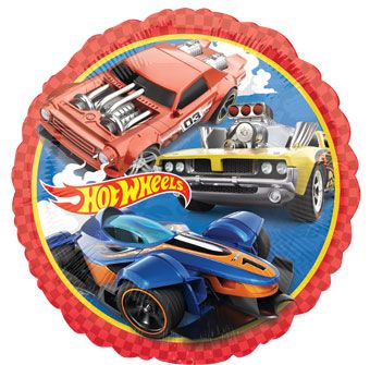 Hot Wheels balloon with cars on a white background. Balloon delivery and pickup in Nesconset or Miller Place, NY.