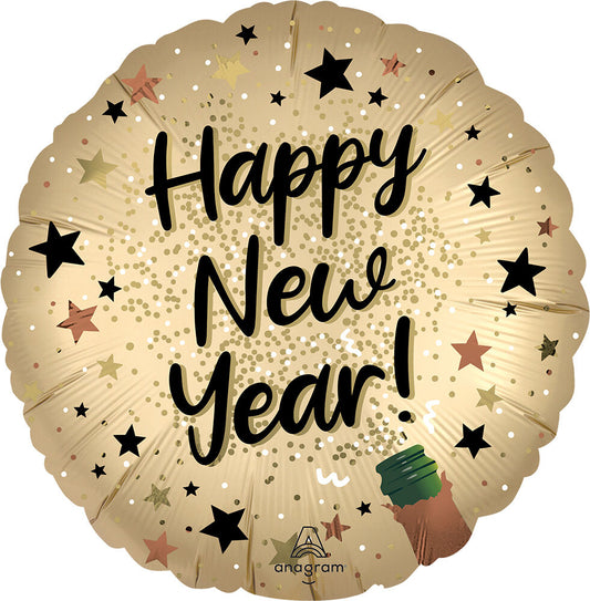 Satin Natural Sparkle Happy New Year Mylar Balloon