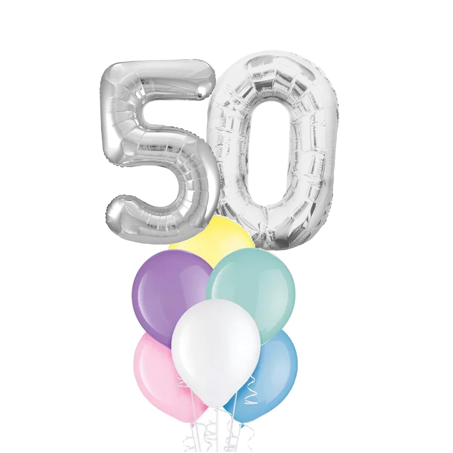 50th Birthday Number Balloon Bouquet - Pastel