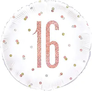 18" Happy Birthday Age Rose Gold 16 Mylar