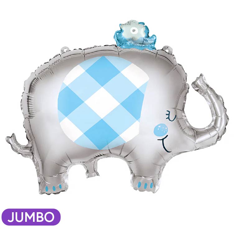 Blue Floral Elephant Supershape Mylar Balloon