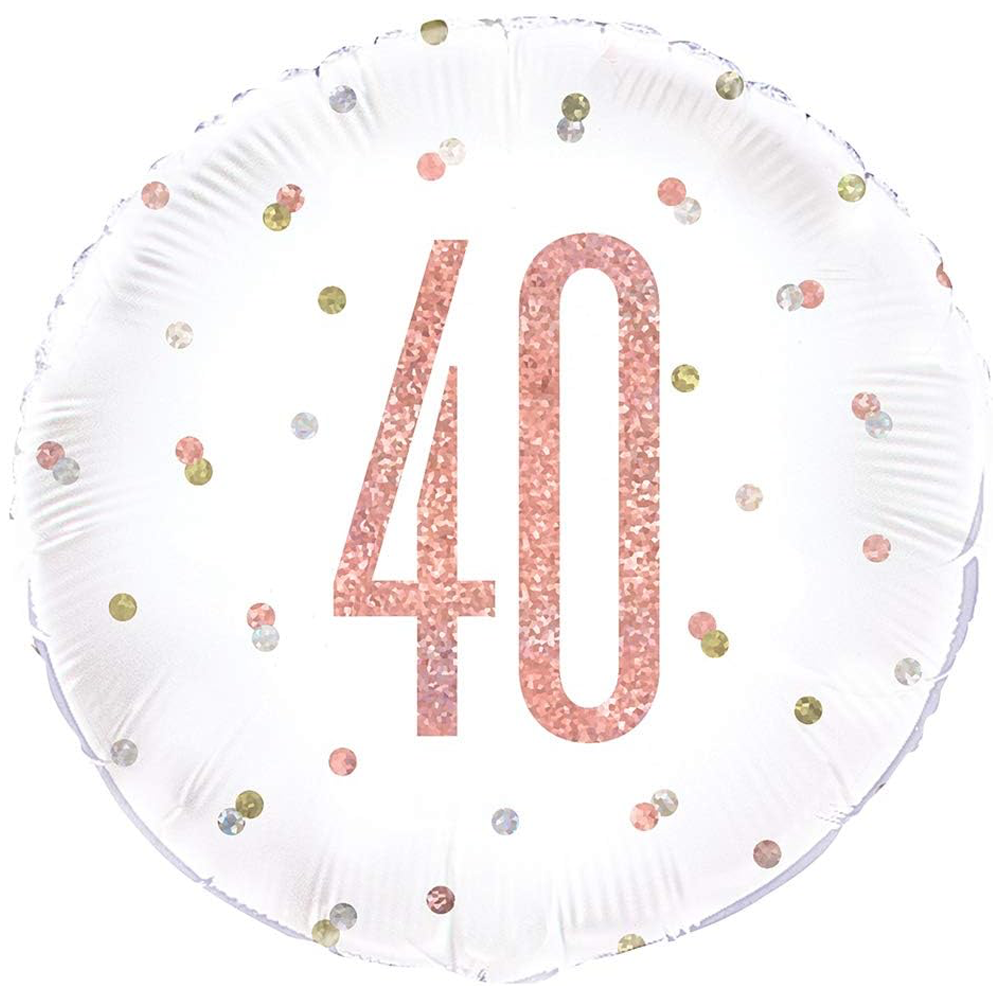 40th Rose Gold Birthday Mylar Balloon