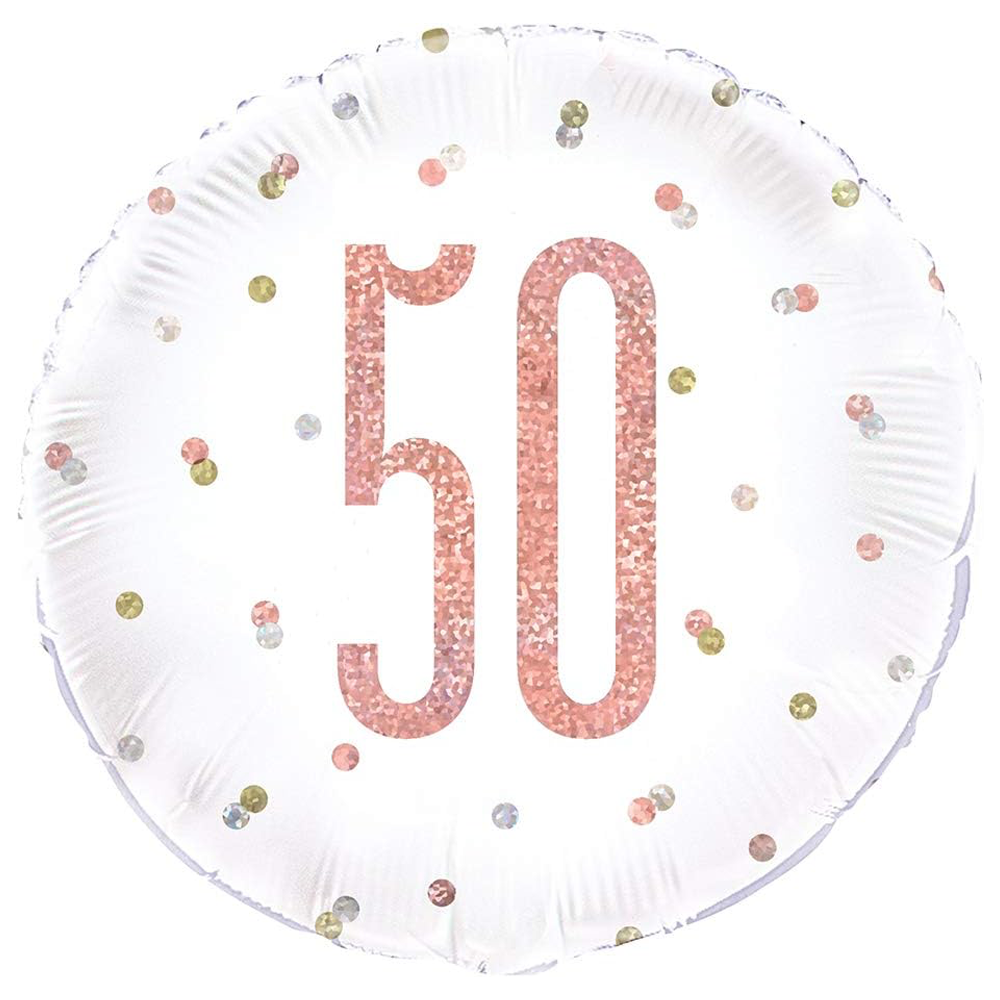 50th Rose Gold Birthday Mylar Balloon