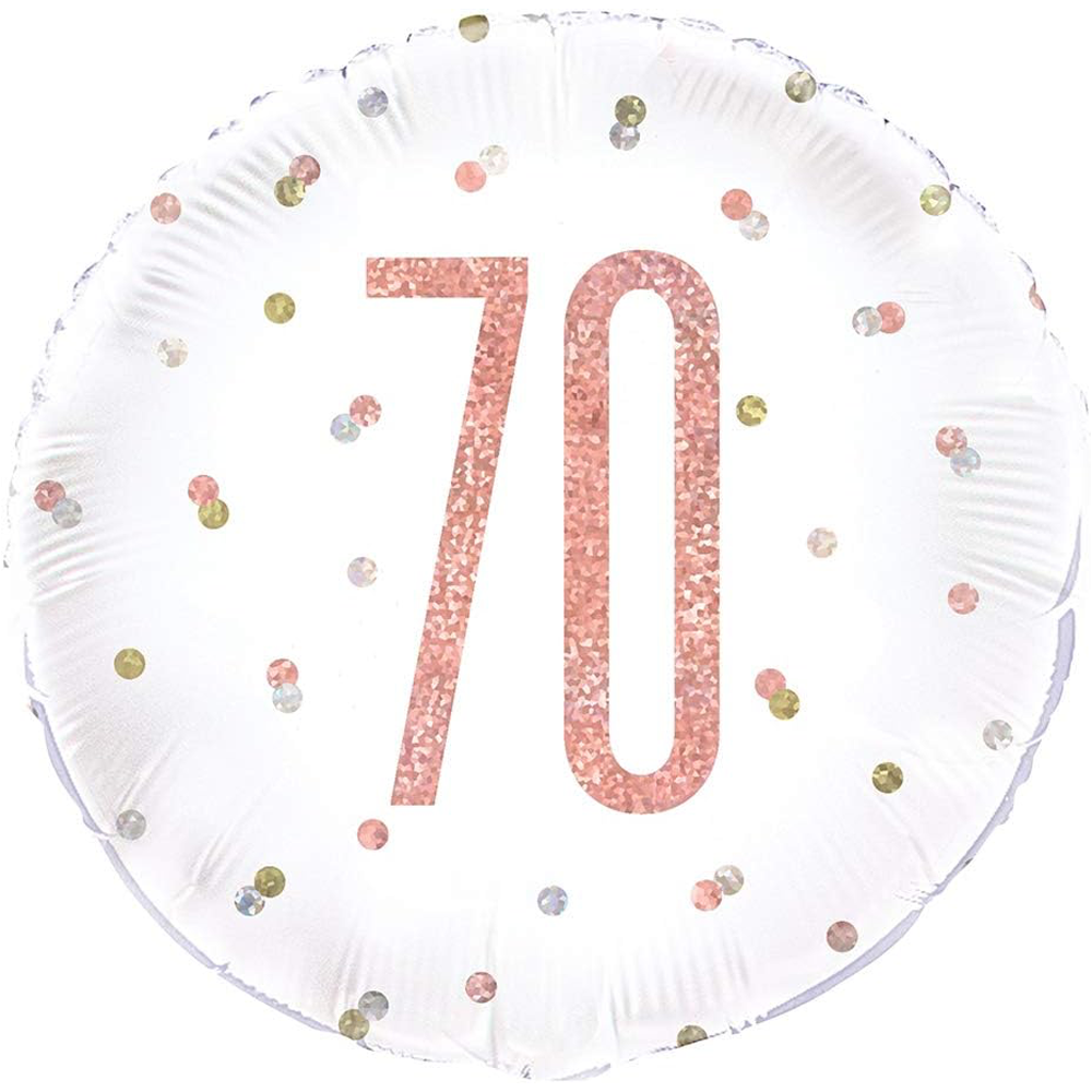 70th Rose Gold Birthday Mylar Balloon