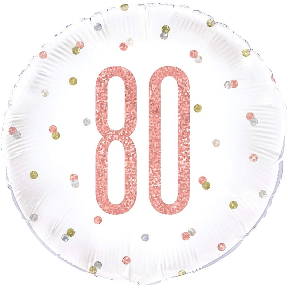 80th Rose Gold Birthday Mylar Balloon