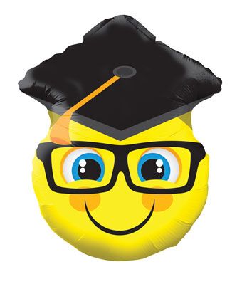 Smiley with Grad Cap Mylar Balloon