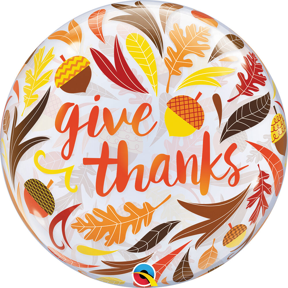 Give Thanks Acorns 22" Bubble Balloon