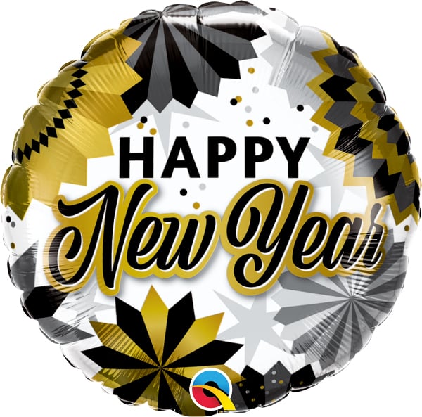 Black & Gold Fans New Year Mylar