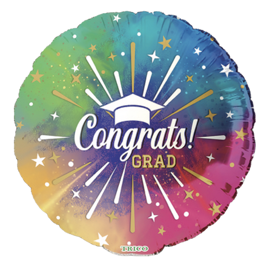 Congrats Grad Rainbow Burst Foil Balloon