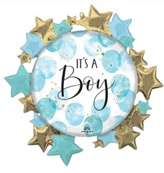 Supershape Baby Boy Watercolor Mylar