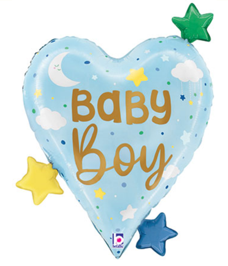 Supershape Baby Boy Heart Stars Mylar