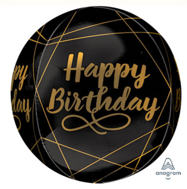 Orbz Balloon: Black Elegant Birthday