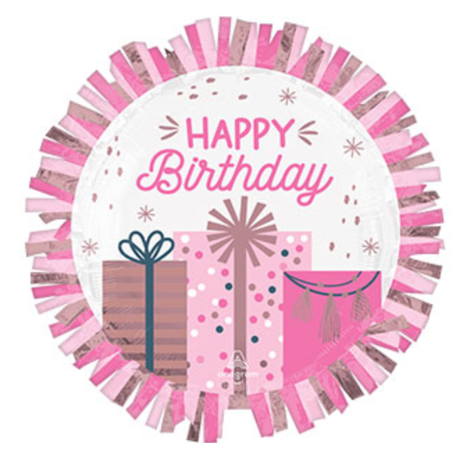 Supershape Pastel Fringe Birthday Mylar