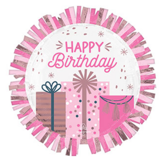 Supershape Pastel Fringe Birthday Mylar