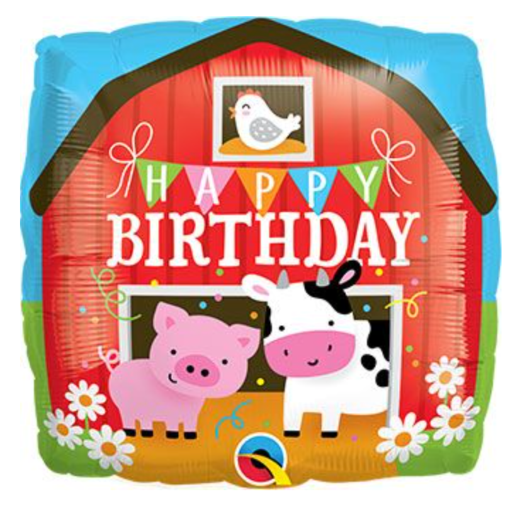 18" Happy Birthday Barn Mylar