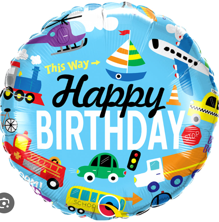 18" Transportation Birthday Mylar