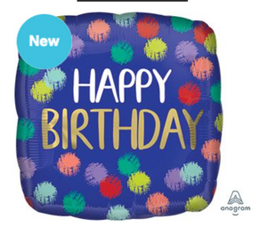 18" Square Birthday Brushed Mylar