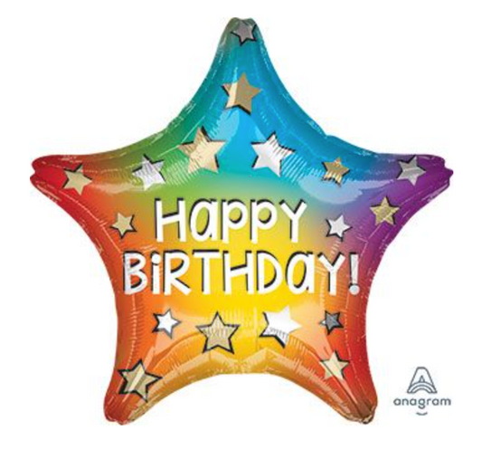 Happy Birthday Rainbow Star 18" Mylar