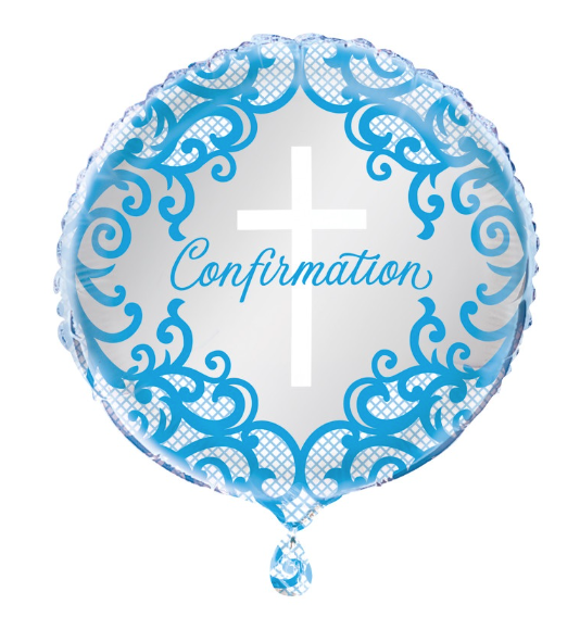 Fancy Cross Blue Confirmation Mylar 18"